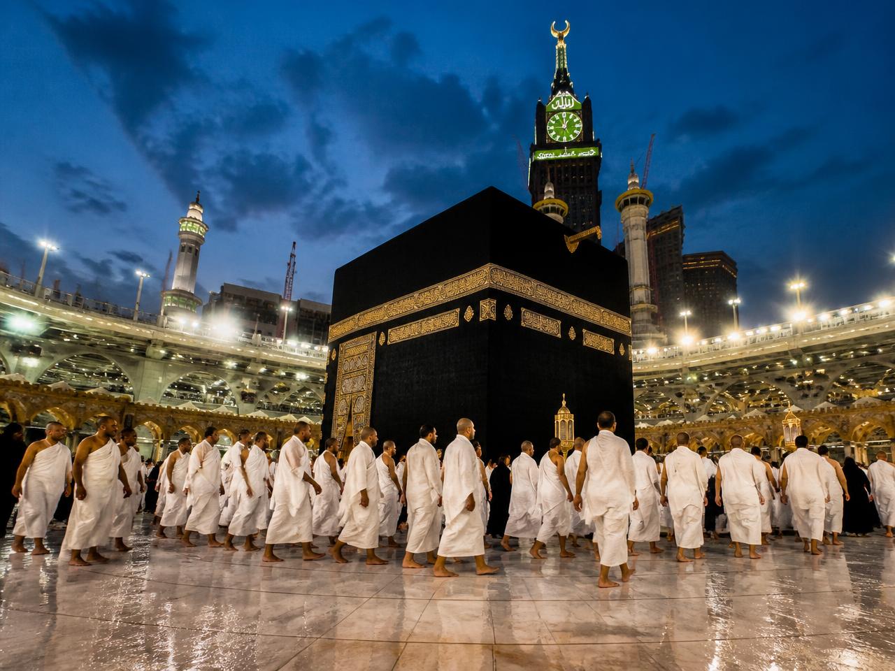 Pèlerins autour de la Kaaba à la Grande Mosquée de La Mecque